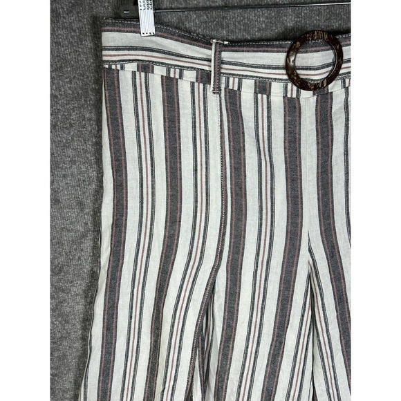 Maurices Linen Rayon Striped Split‎ Wide Leg Cropped Pants Womens Size XXL Belt - Picture 6 of 16